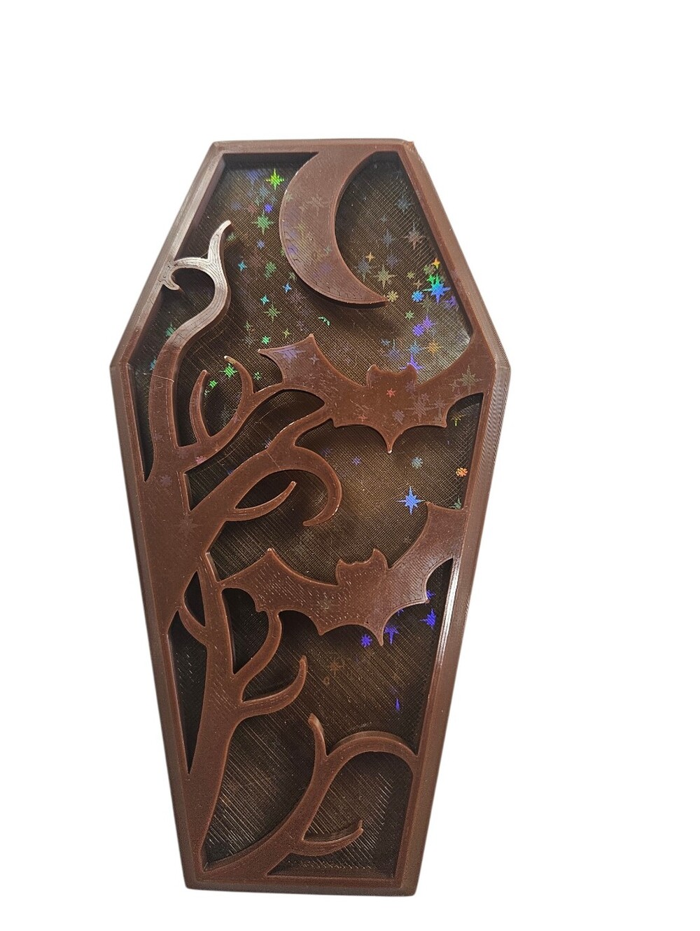Halloween Coffin Box - Brown Moon & Bats